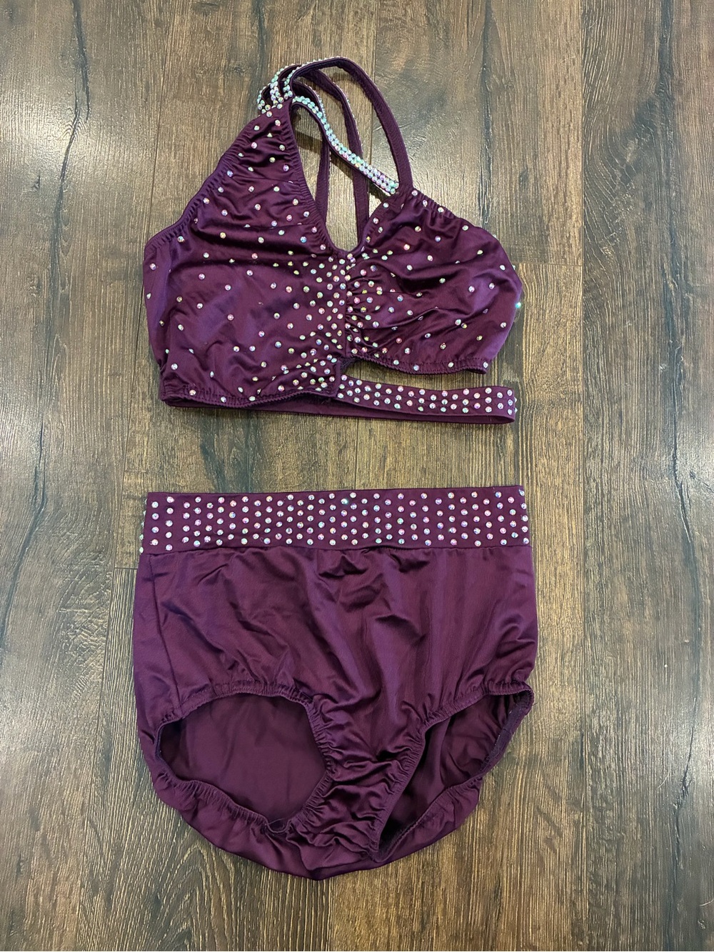 Kelle Medium Adult two piece Merlot set with rhinestones. Excellent condition.